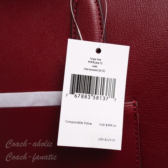 NWT Kate Spade Adel Leather Tote in Cherrywood - Picture 5 of 9